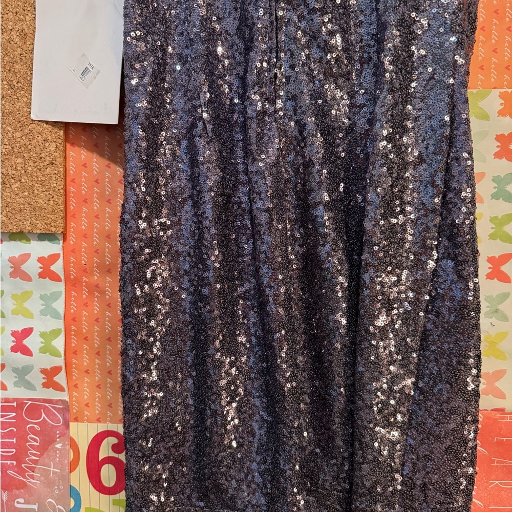 NWT Gorgeous Strappy Mini Dress in Bluish Silver Sequins Sparkle Size Medium - Picture 6 of 10